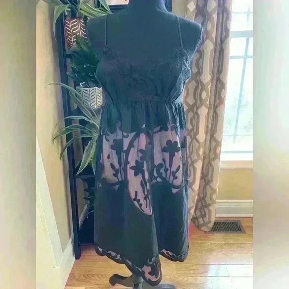 Betsey Johnson Vintage Black Mini Dress Empire Waist Illusion Sheer Y2K SZ 6 - Picture 13 of 16